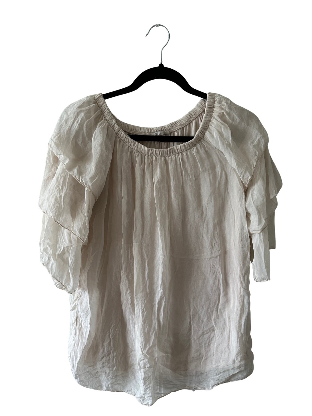 BELLAMI Cream Layered Puff-Sleeve Peasant Blouse